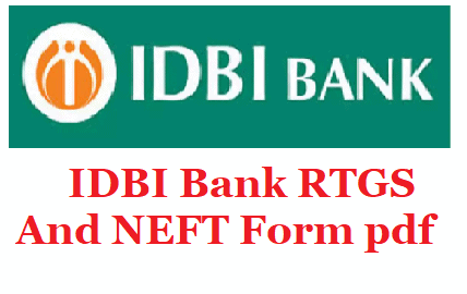 IDBI Bank RTGS NEFT Form pdf