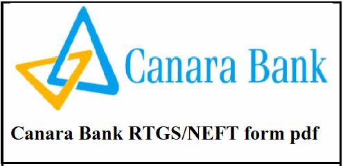 Canara Bank RTGS NEFT form pdf